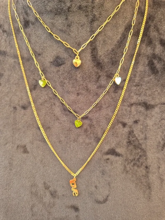Collier Multi-rangs fantaisie doré - photo numéro 2
