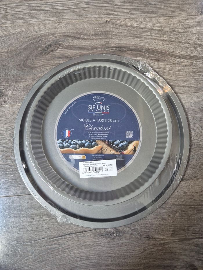 Lot moule à tarte + plaque à pizza NEUF