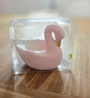 Cygne rose en céramique – déco élégante / bougeoir / vide-bijoux – neuf en boîte BB
