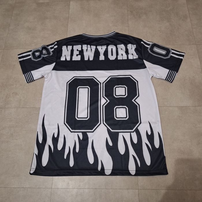 Maillot NYC Flammes Noires 🇨🇵 Y2K Rétro Graphic 90s-2000s - Taille 🇨🇵 Streetwear Unisexe Oversize - photo numéro 5