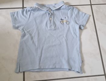 polo bébé bleu clair vélo brodé taille 3 mois