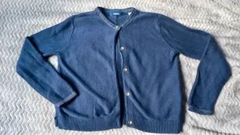 Gilet bleu marine okaïdi fil argenté col et manches