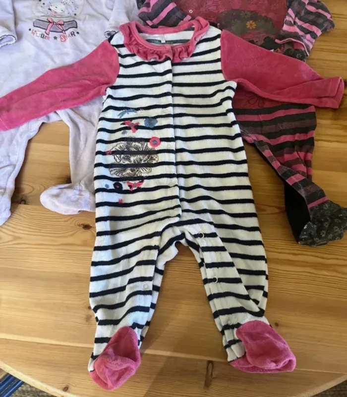 Lot de 3 dors bien pyjama grenouillère velour hiver 9 mois - photo numéro 5