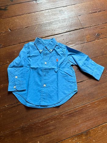 Chemise Ralph Lauren bleue manches longues 9 mois