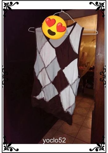 Débardeur à carreaux marron taille S/36