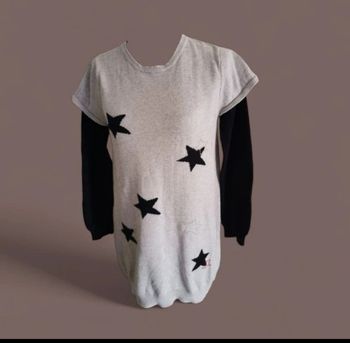 Robe pull grise et marine Lisa rose 12 ans