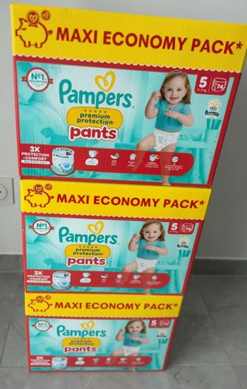 3 cartons de couches Pampers premium pants taille 5