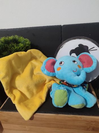 Doudou éléphant bleu mouchoir orange Nicotoy vert bandana pois Marron Blanc 3600