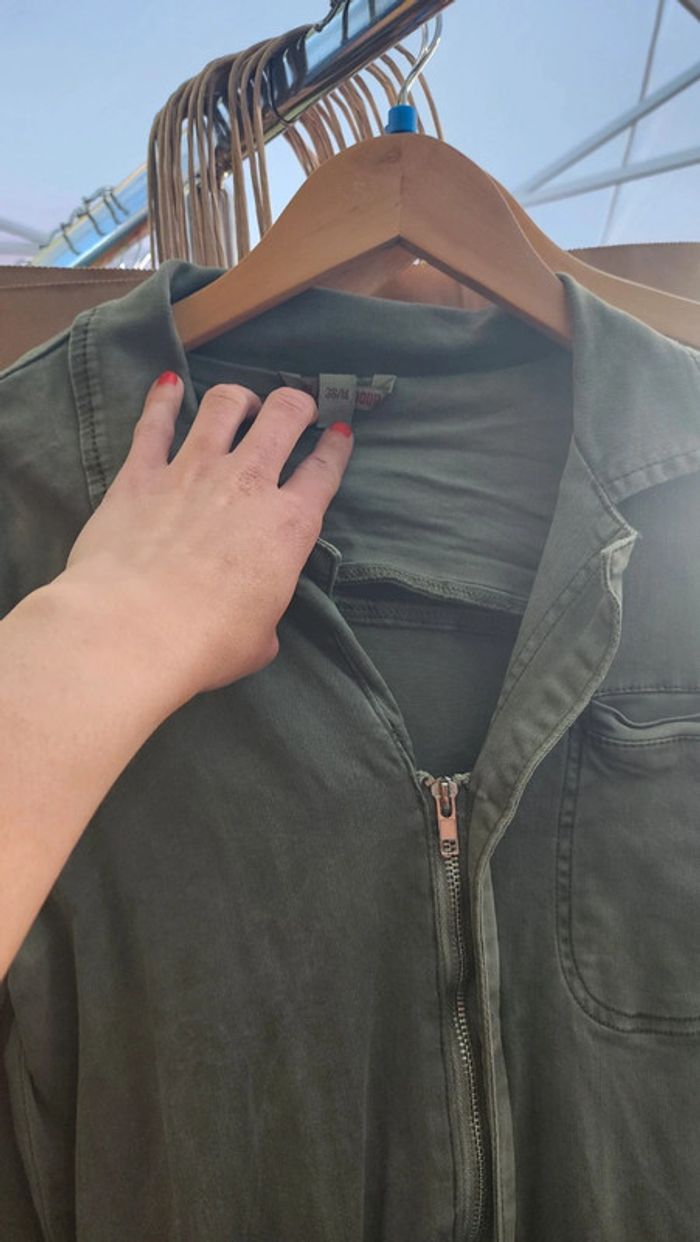 Superbe combi overall en coton kaki taille 38 - photo numéro 5