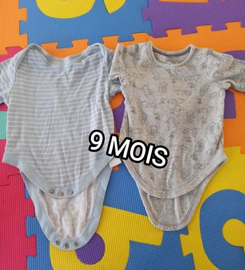 Lot de 2 bodies manches longues mixte 9 mois