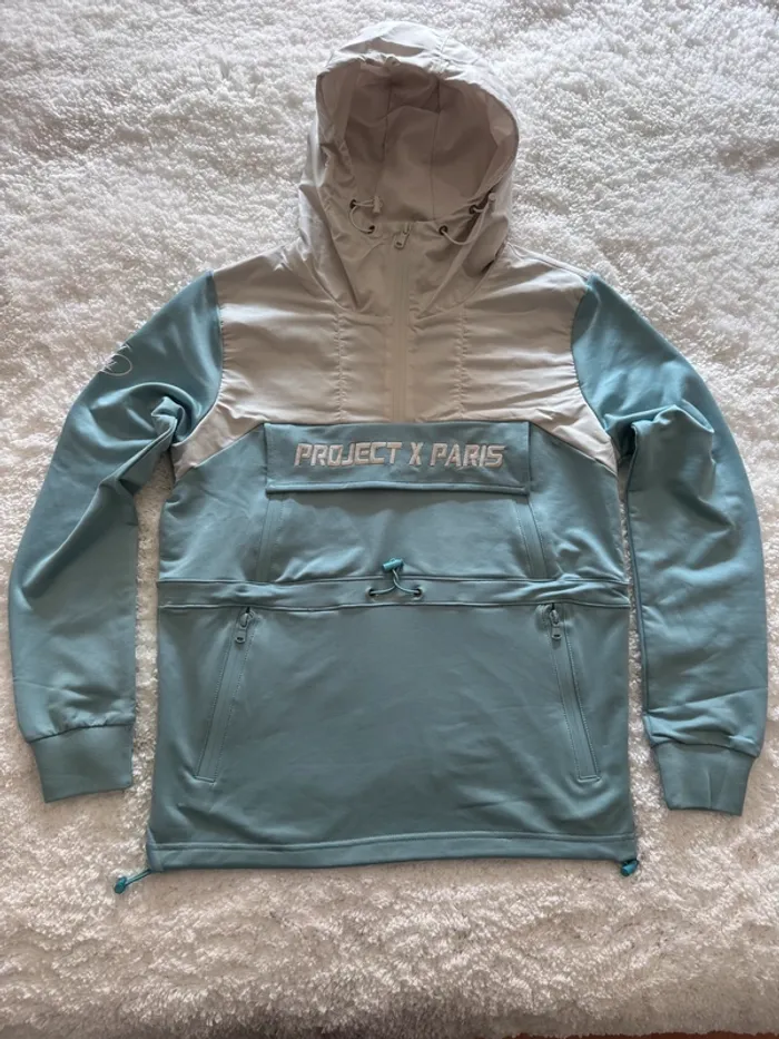 Sweat à capuche coupe-vent Project X Paris – Bicolore bleu-gris – Taille S – Neuf - Valeur 89€ - photo numéro 2