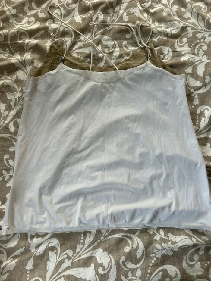 Haut blanc petite bretelle cop copine taille L - photo numéro 2