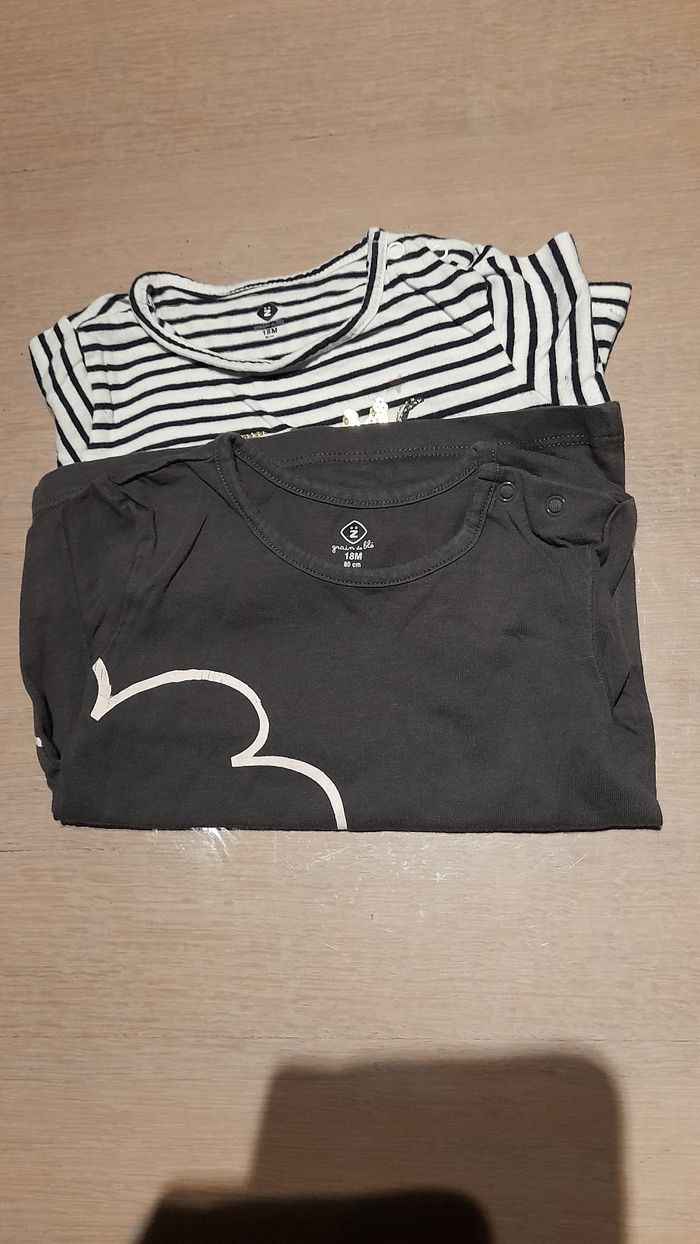 Lot de 2 T-shirts longues manches fille orchestra 18 mois