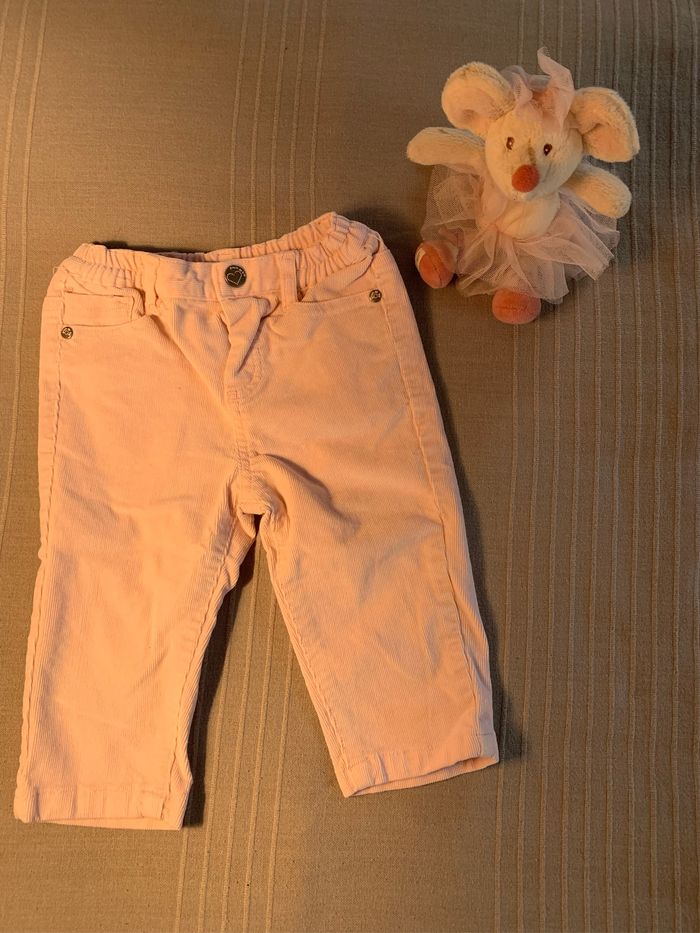 Pantalon velour rose pale Grain de blé 12 mois
