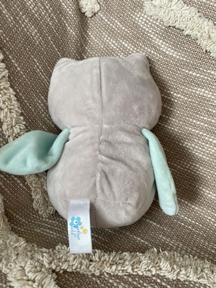Peluche doudou 21cm Arthur et Lola hiboux bleu et gris étoile très bon état - photo numéro 3