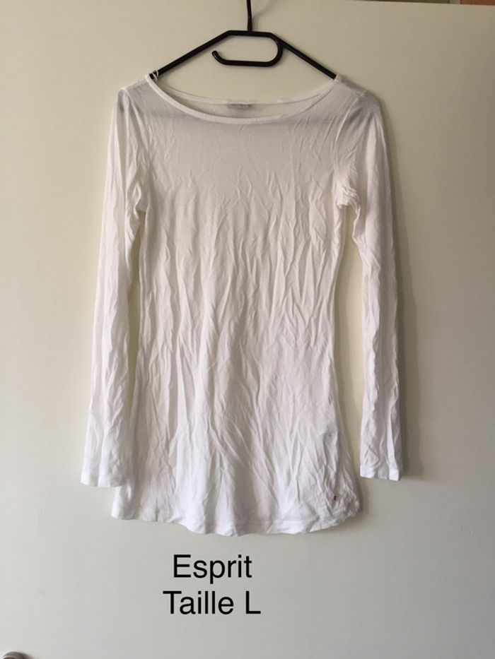 T-shirt manches longues blanc Esprit Taille L