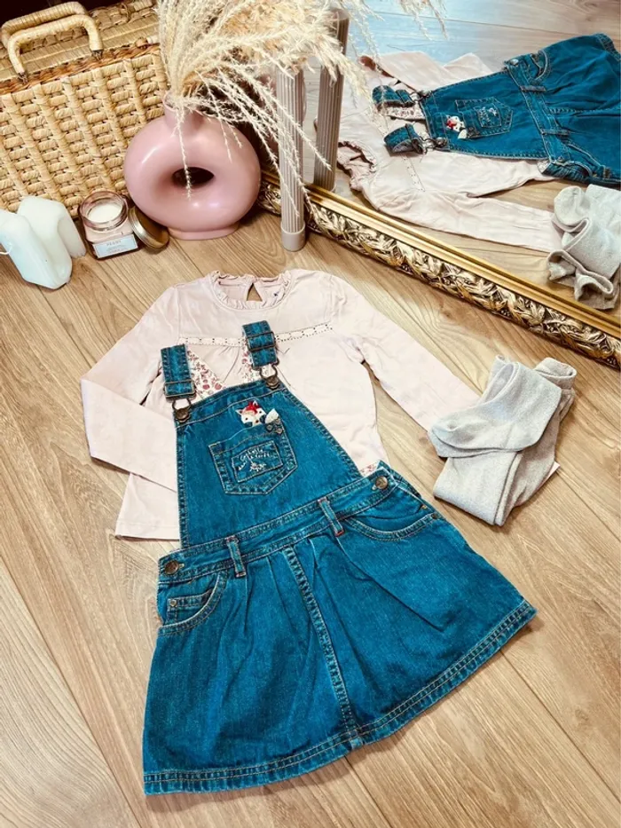 Taille 4 ans tenue 3 pièces fille Sergent major Kiabi rose pâle et bleu jean * fox * 🩷