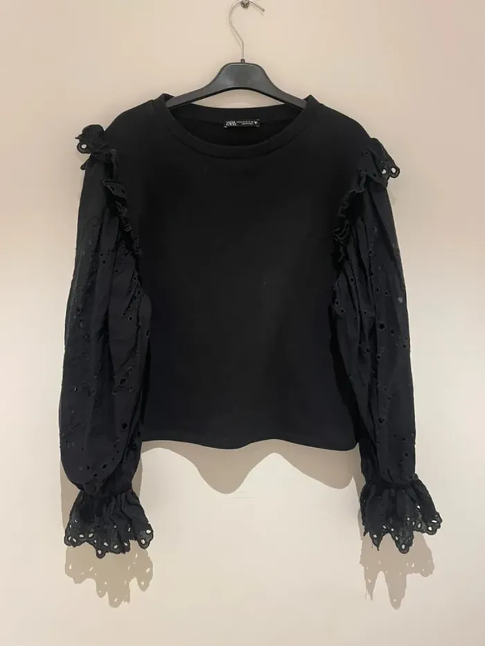 Sweat manche dentelle Zara