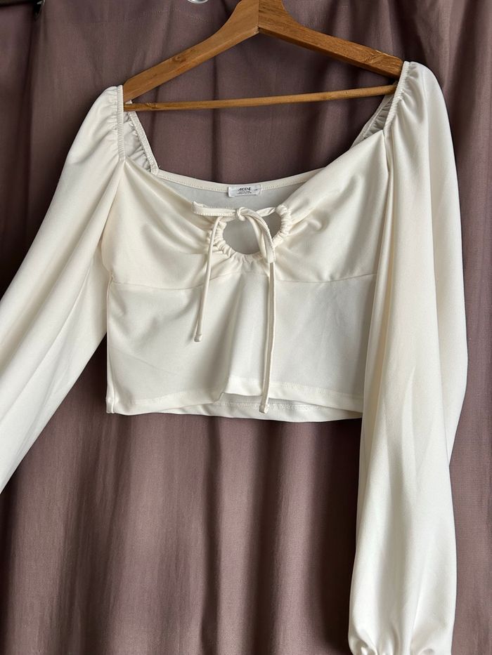 Crop top blanc manche longue