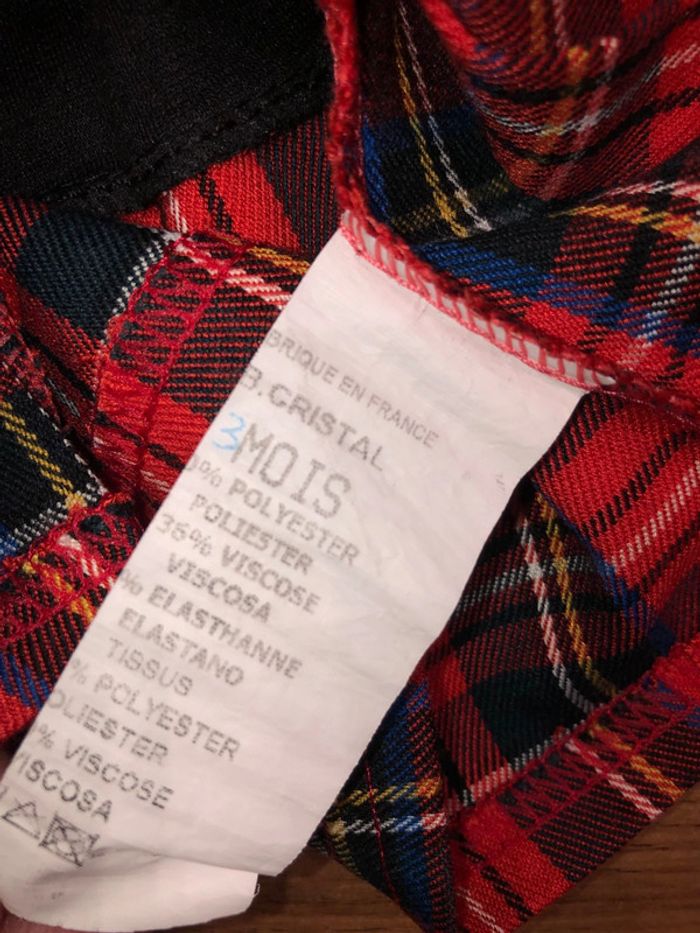 Robe bebe fille avec béret à carreaux 🌺 taille 3 mois très bon état - photo numéro 4