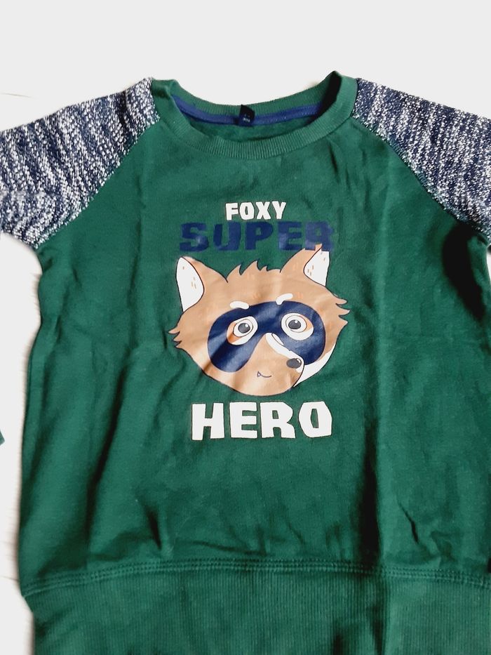 Vêtement garçon pull léger vert renard Poco Piano 4 ans - photo numéro 3