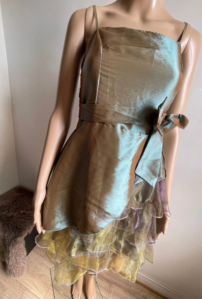 🥂 Robe Cocktail Iridescente & Volants - T.36 🥂