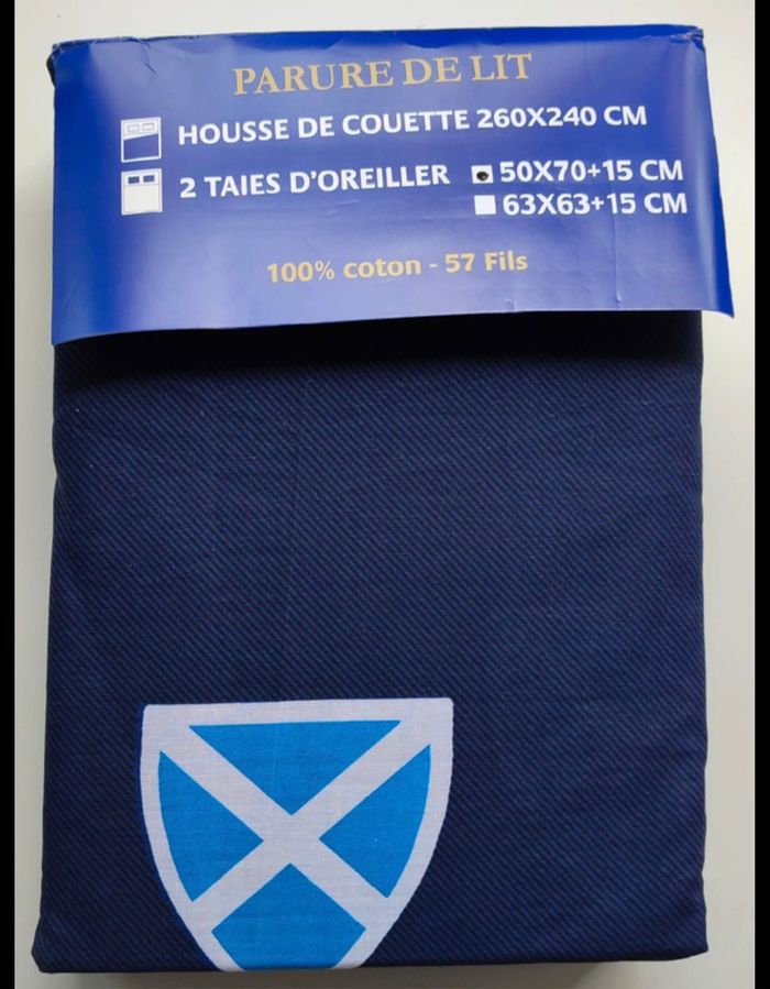 Parure de lit double bleu marine 100% coton,240 x 260 cm