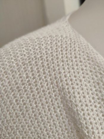 Pull col V argenté et blanc t M