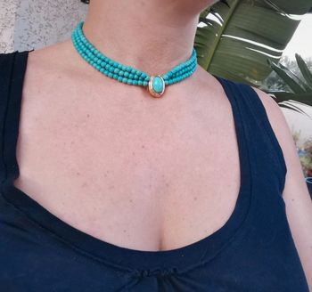 A34 Collier ras de cou sexy turquoise bohème