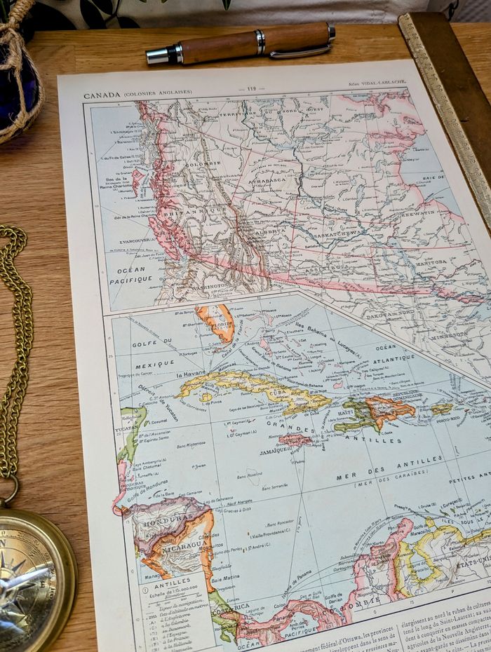 Imprimée en 1903, Le Canada anglais et colonies anglaises, Vintage Authentique (cadre non inclus ) - photo numéro 6