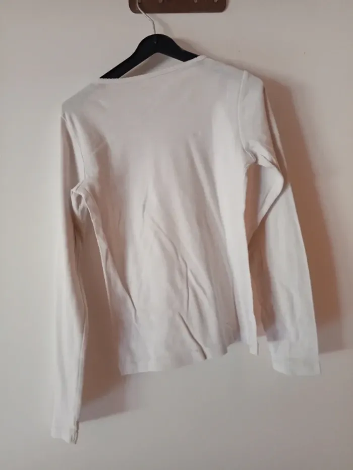 Tee-shirt manches longues blanc.  Kiabi. 10 ans. Coton - photo numéro 8
