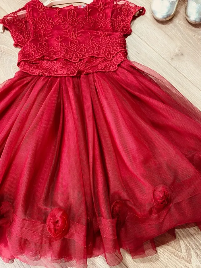 Taille 4 ans Robe princesse fille Orchestra rouge bordeaux * broderie tulle * 🌹 - photo numéro 5