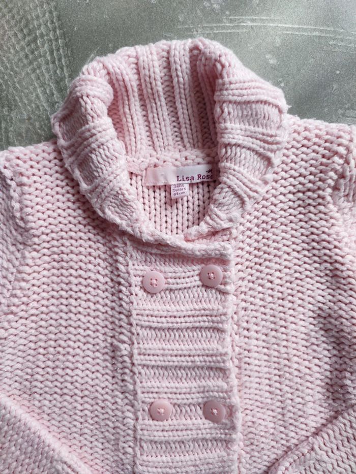Gilet tricoté fille lisa rose 3 ans - photo numéro 2