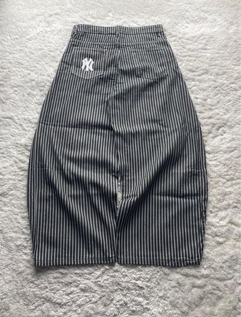 Jean baggy vintage à rayures noir custom NY Yankees streetwear Y2K - Taille M