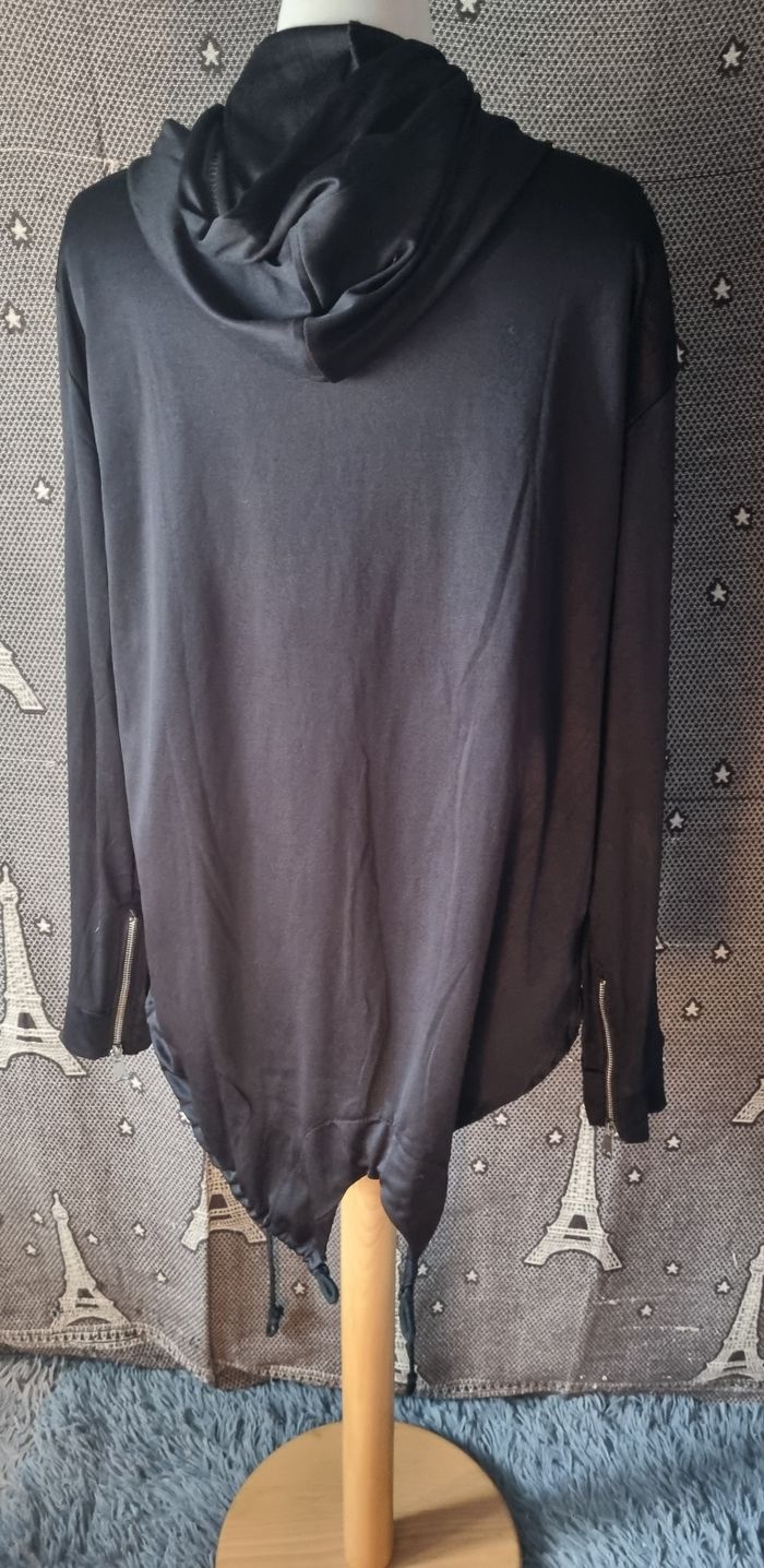 Cardigan noir à capuche taille unique mixte - photo numéro 5