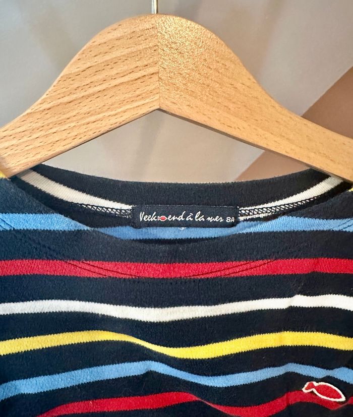 💜 Pull à rayure multicolore week-end à la mer taille 8 ans 💜 - photo numéro 2