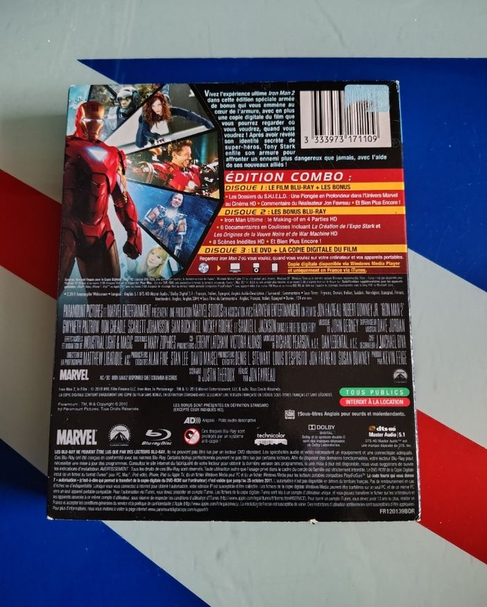COMBO Blu Ray + DVD Iron Man 2 (Robert Downey Jr, Mickey Rourke) - photo numéro 2