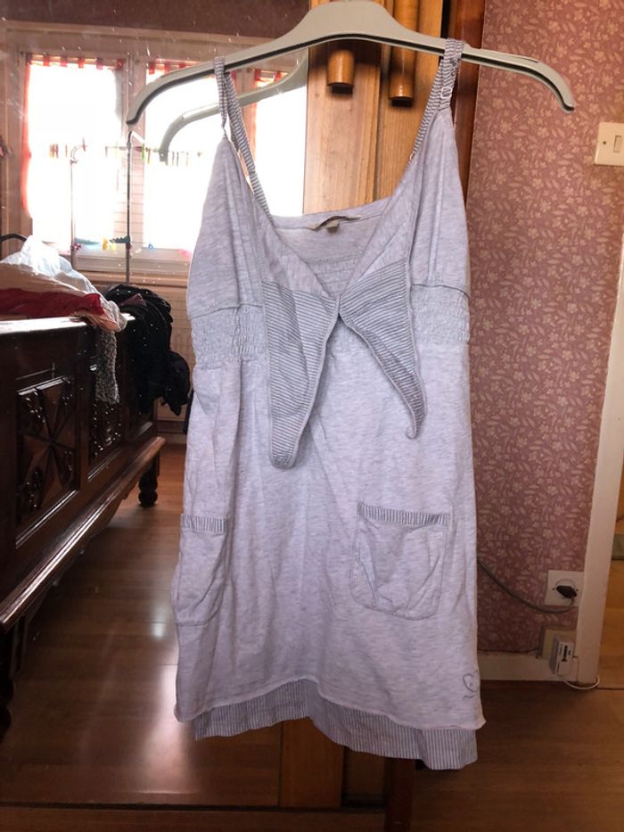 Robe à bretelles grise à motifs, taille 8-9 ans, marque Green Génération.