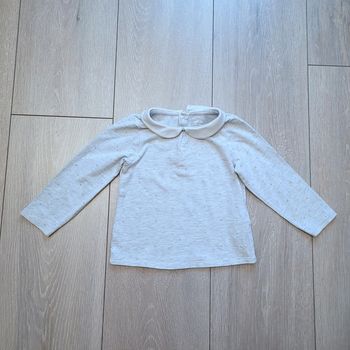 Maillot manche longue gris chiné. Fille 18 mois. Marque Obaibi