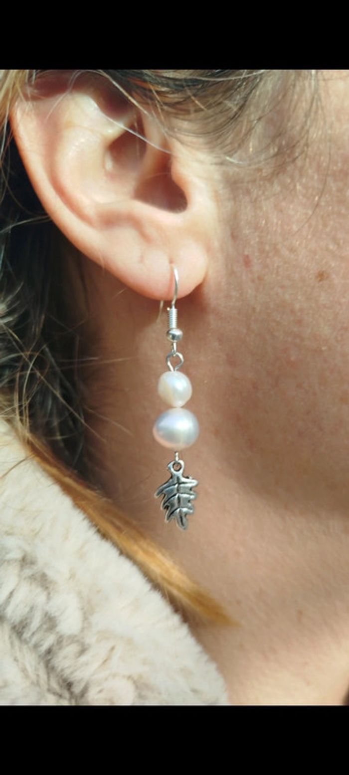 Boucles d'oreilles en Véritable Perles naturelles nacrées - photo numéro 4