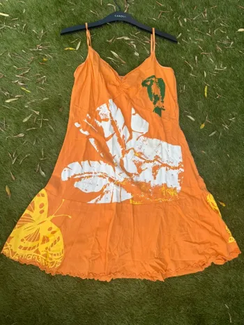 Robe femme été orange taille L 40 papillon