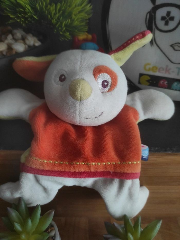 Doudou Chien Sucre D'orge Orange Vert Coquard Plat mouchoir #geektradedoudou - photo numéro 2