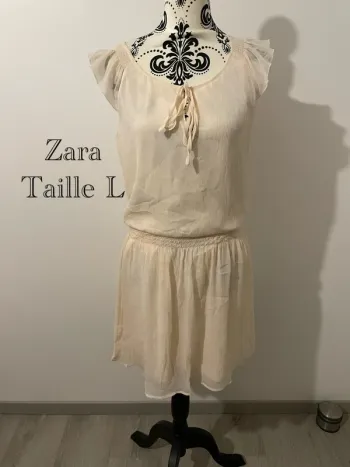 Robe Zara bohème/estivale taille L - beige/crème