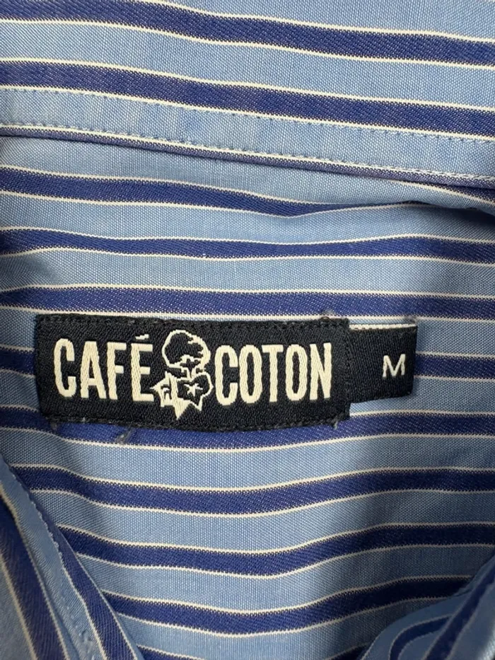Chemise à rayures Café Coton | Bleu clair et marine | Taille M - photo numéro 4