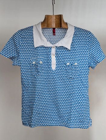 Polo H&M femme imprimé bleu et blanc - Taille 42