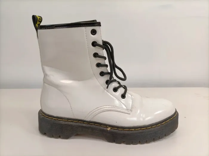 Boots plates blanches à lacets femme, T 41 lacets et zip chaussures femme imperméable printemps C023 - photo numéro 4