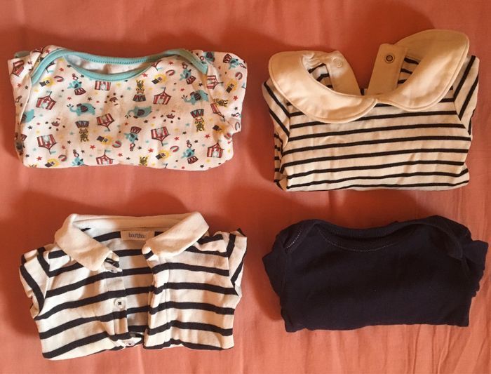 Bodys manches longues 3 mois bleu