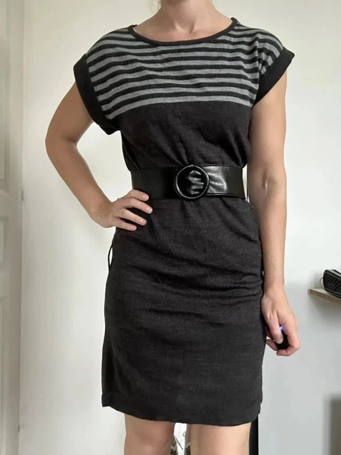 K Woman Robe pull rayée grise – Taille 36 – Très bon état - photo numéro 11