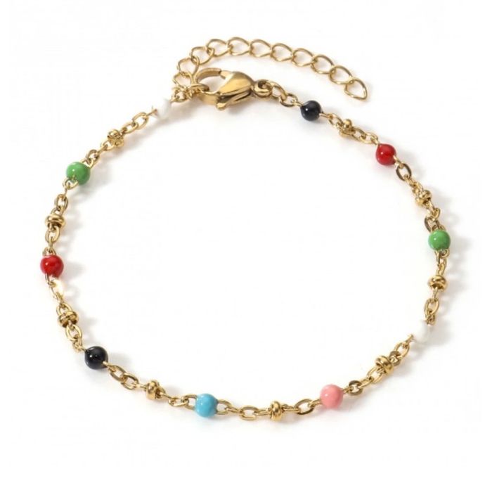 Bracelet + collier assorti Acier Inoxydable Placage sous Vide Chaîne à Maillons Faite à la Main Doré