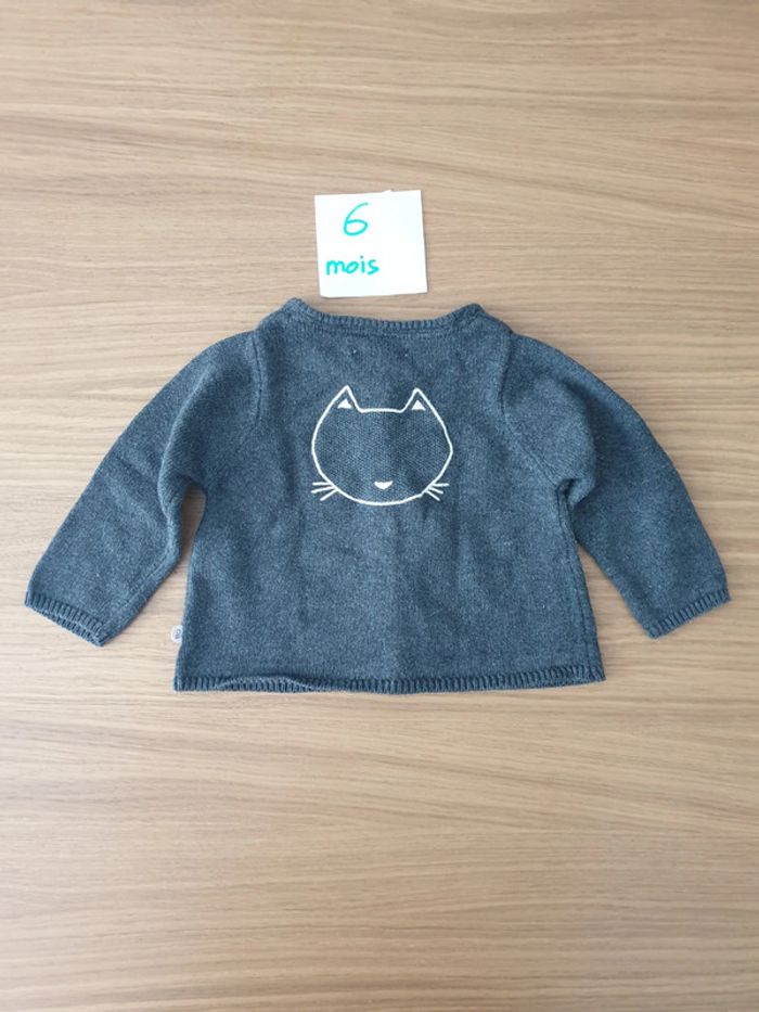 Gilet chat gris foncé et rose pâle - photo numéro 3